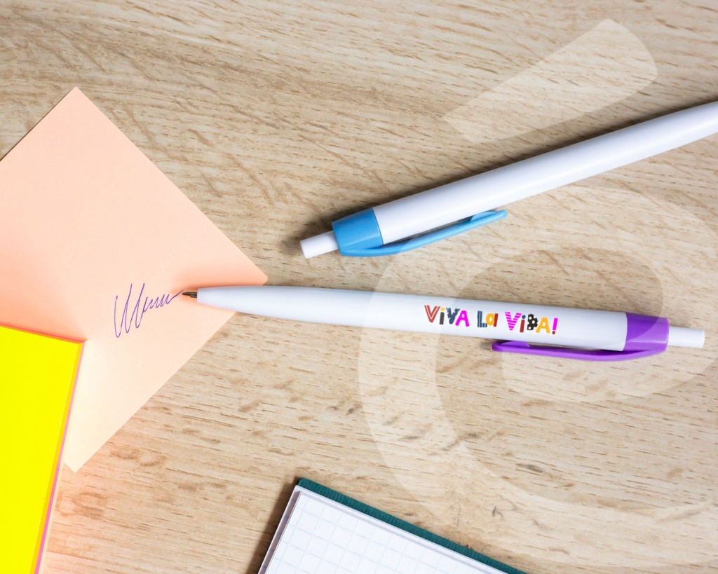 Ручки пластиковые с цветным акцентом и лого на заказ